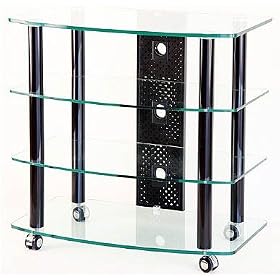 TransDeco TD110B Highboy Cart TV Stand, High Gloss Black