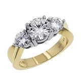 14K Two Tone Moissanite 3 Stone 3 Prong Design (2.5 cttw equivalent)