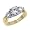 14K Two Tone Moissanite 3 Stone 3 Prong Design (2.5 cttw equivalent), Size 5