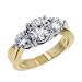 14K Two Tone Moissanite 3 Stone 3 Prong Design (2.5 cttw equivalent)