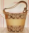 Coach Signature Rugby Duffle Tan Stripe Bag F 13362