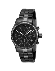 JBW Womens J6252D Novella Black Ion-Plated Stainless Steel Chronograph Watch