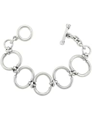 Sterling Silver Oval Cut-out Link Bracelet Toggle Clasp Handmade 1 inch wide, sizes 8, 8.5 & 9 inch