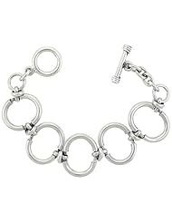 Sterling Silver Oval Cut-out Link Bracelet Toggle Clasp Handmade 1 inch wide, sizes 8, 8.5 & 9 inch