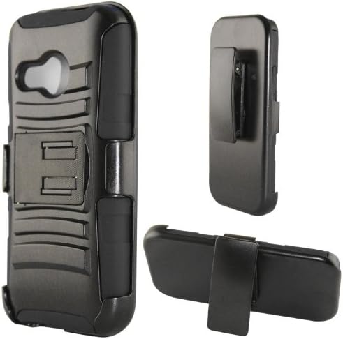 HTC One Mini 2 / HTC One Remix / HTC M8 Mini 3 in 1 Bundle Heavy Duty Armor Style 2 Case Cover w/ belt clip and viewing stand - Black (Free Ultra-Sensitive Stylus Pen and Premium Screen Protector by BeautyCentral TM)