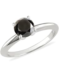 10k White Gold Black Diamond Ring (1 Cttw)