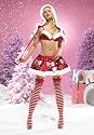 Sexy 2Pc Miss Santa Claus Fur Trimmed Bra Top And Glitter Print Skirt by Leg avenue