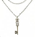 Necklace - N202 - Key Pendant with Crown ~ Antique Silver Tone
