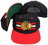 Chicago Blackhawks Black/Red Two Tone Snapback Adjustable Plastic Snap Back Hat / Cap