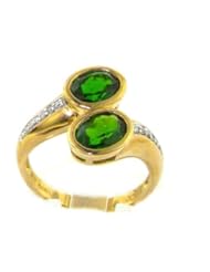 Jewelry: Luxury 9K Yellow Gold Womens Large Russian Diopside & Diamond Ring - Size 9 - Finger Sizes 6 to 9 Available - LetsBuyGold Jewelers