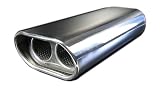 Produkt-Bild: Edelstahl Endrohr zum Anschweissen, Ausf&uuml;hrung: 135x75mm Oval + geb&ouml;rdelt, mit Absorber, L&auml;nge 330mm
