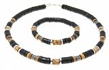 Beautiful Coco Wood & Hematite Bead Beads Surf Surfer Style Bracelet & Necklace / Choker Set - D