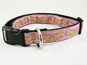 Good Dog Company Hemp Canvas Dog Collar, 3/4" Medium, Pink Bones