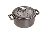 Staub 1103018 Cocotte 30 cm rund, Br&auml;ter aus Gusseisen, grau