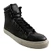 Mens Hi Top Baseball Boot Trainers Black Faux Leather Skate Shoe Size UK 6-12