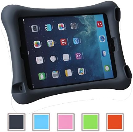 iShining iPad Air 2 Cover iPad 6 Case Shock Proof Case Light Weight Kids Super Protection Cover with Built-in KickStand and Audio Amplifier Design for Apple iPad Air 2/ iPad 6 -Black