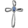 14K White Gold Iolite Cross Pendant