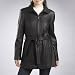 BGSD Women's Belted New Zealand Lambskin Leather Swing Coat - Misses & Petite