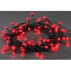 80x LED RED BERRY fairy lights, BLACK WIRE, Christmas Festive - 3691-557 - indoor/outdoor