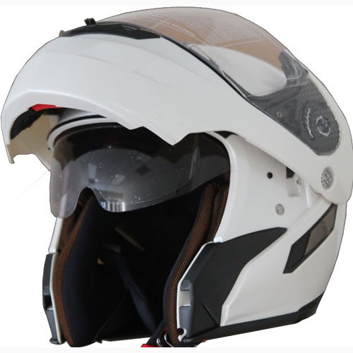 DOT Flip up Helmet with Internal Sunglass 618 Pearl White (S) On Sale