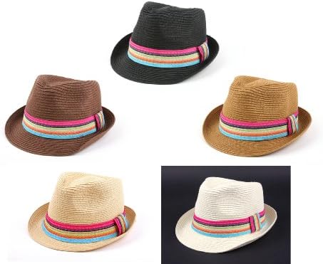 Summer Cool Straw Hipster Fedora Hat Colorful Band 119HF