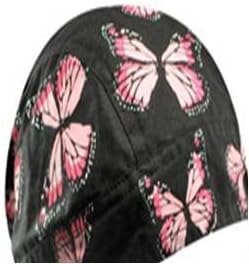Pink and Black Butterfly Head Wrap aka: Skull Bikers Cap Doo/ Du Rag Fun Cotton