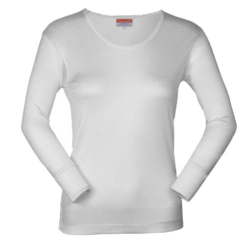 Terramar Womens Thermasilk Scoop Neck Top, Natural, Small