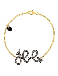 18kt Yellow Gold Diamond Pave Initial Charm Chain Bracelet Silver Fashion Jewelry