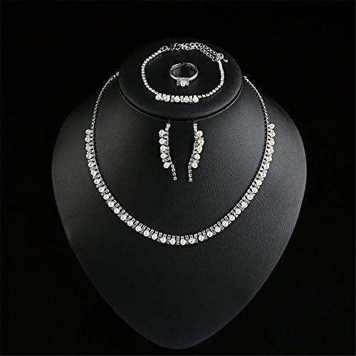TIDOO Jewelry Womens Fashion 33.5+13.5 CM Length 1 Strand Necklace And 4.5CM Pearl dangle Earring 16+11CM Bracelet And Ring 4 Pcs Jewelry Set With Simulated Crystals And Pearls Trendy Elegance Best Gift For Mother's Day Lover Party Wedding Anniversary Engagement Valentine's Day And Christmas