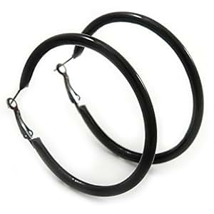 Black plastic hoop earrings Clearance