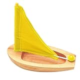 Sail Boat Yellow , small with unfinished wood