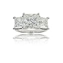 Platinum Diamond Three Stone Princess Cut Ring (3.65 ct Center, 7.06 cttw, H Color, VS1 Clarity), Size 7