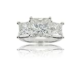 Platinum Diamond Three Stone Princess Cut Ring (3.65 ct Center, 7.06 cttw, H Color, VS1 Clarity), Size 7