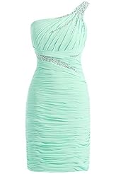 Chiffon Cocktail Sheath Lace One Shoulder Club Dress/Party Dress 