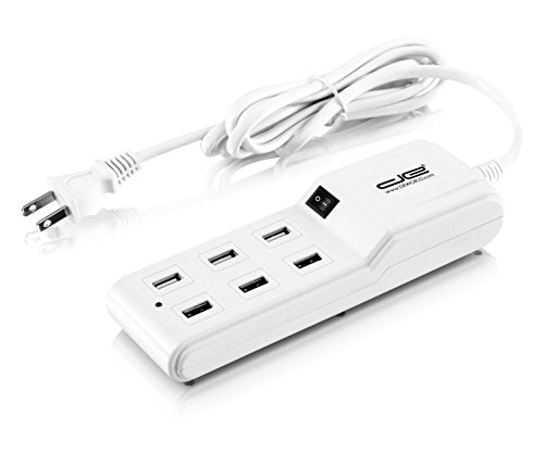 DE 6 Port USB Charging Station and Surge Protector Strip (in Retail Packaging)