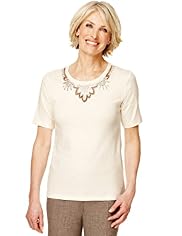 Classic Collection Pure Cotton Shimmer Leaf Top with Stay New™