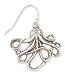 Large Antiqued Silver Metal Octopus Dangle Earrings
