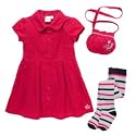 Junior J by Jasper Conran Pink cord dress, bag and tights set