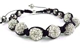 Iced Out Shamballa Bracelet Macrame Disco Silver Stone 9mm