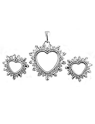 Sterling Silver Sets With Cubic Zirconia - Heart