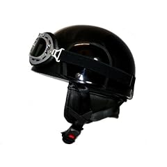 Oldtimer Motorradhelm mit Fliegerbrille in Schwarz Gr��e L