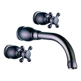 Faucetland 003002571 Two Handle Widespread Wall Mount Bathroom Vanity Sink Antique Lavatory Faucet, Oil Rubbed Bronze