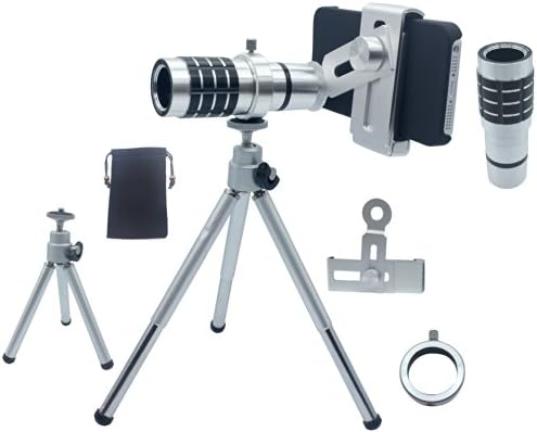 Lesung®12x Magnifier Zoom Aluminum Universal Manual Focus Telephoto Telesocpe Phone Camera Lens Kit with Tripod for iPhone 4 4S 5 5S 5C itouch Samsung Galaxy S3/i9300/S4/i9500/S5/Note 1/2/3(B)
