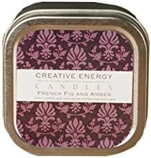 Organic 2 in 1 Body Lotion Candle, All Natural Scented Candles (French Fig and Amber) Soy Wax Aromatherapy Candle -Lg Tin 6 oz- Hand Made in the USA by Creative Energy Candles