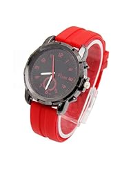 Accmart New Fashion Rubber Strap Sport Unisex Analog Quartz Wrist Watch Red