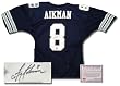 Troy Aikman Dallas Cowboys NFL Hand Signed Authentic Style Away Blue Football Jersey