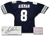 Troy Aikman Dallas Cowboys NFL Hand Signed Authentic Style Away Blue Football Jersey