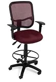 Modern Mesh Ergonomic Task Chair with Adjustable Arms and Footstool (Wine) (49"H x 25.5"W x 25.5"D)