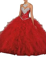 Tulle Pleated Crystal  Lace-Up  Sweetheart  Ball Gown Prom Dress/Quinceanera Dress  With Ruffles