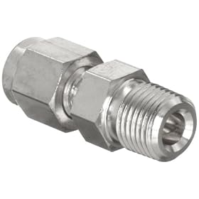 Parker 6MSC6N-316 316 Stainless Steel A-LOK Male Connector 3/8" Compression 3/8" Male NPT